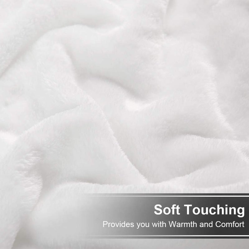 EASELAND EASEALND Soft King Size Blanket All Season Winter Warm Microplush Lightweight Thermal Fleece Blankets for Couch Bed Sofa,90x108 Inches,White - Image 3